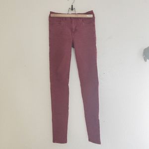 Red high-waisted jeans